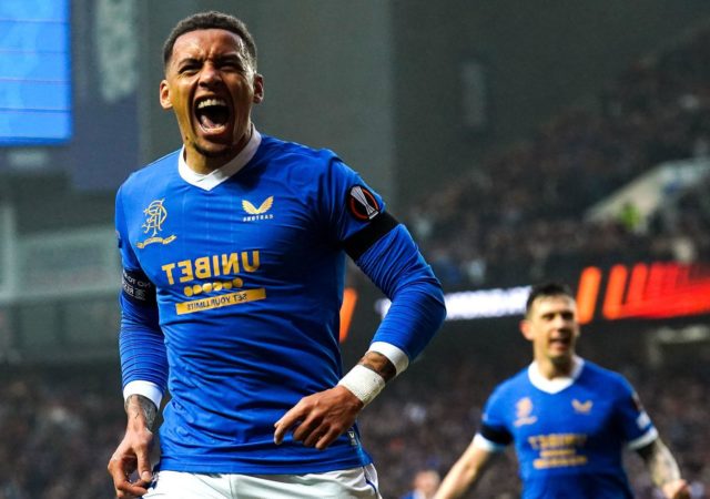 James Tavernier célèbre son but avec les Glasgow-Rangers