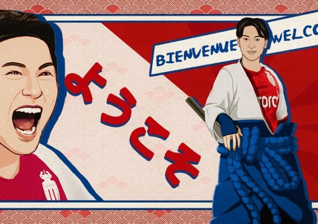 illustration japonaise de Takumi Minamino pour son arrivée à l'AS Monaco
