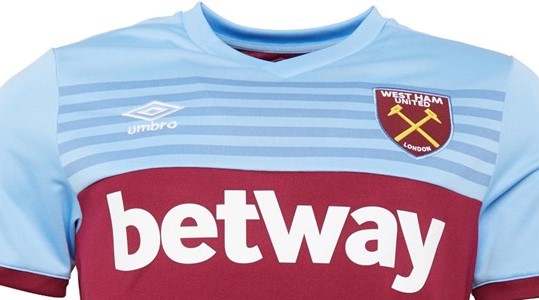 le bookmaker Betway sponsor du maillot de West Ham en Premier Leaue