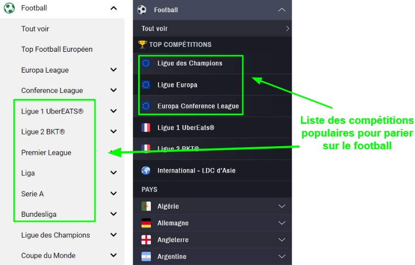 exemples de paris sportifs sur les compétitions de football